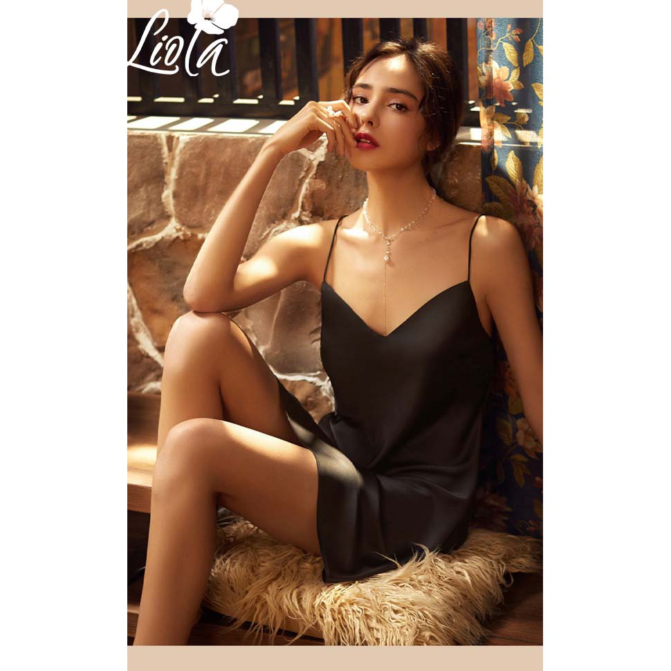 Váy ngủ 2 dây - Váy ngủ hai dây cổ V lụa Satin cao cấp trơn nhiều màu sắc