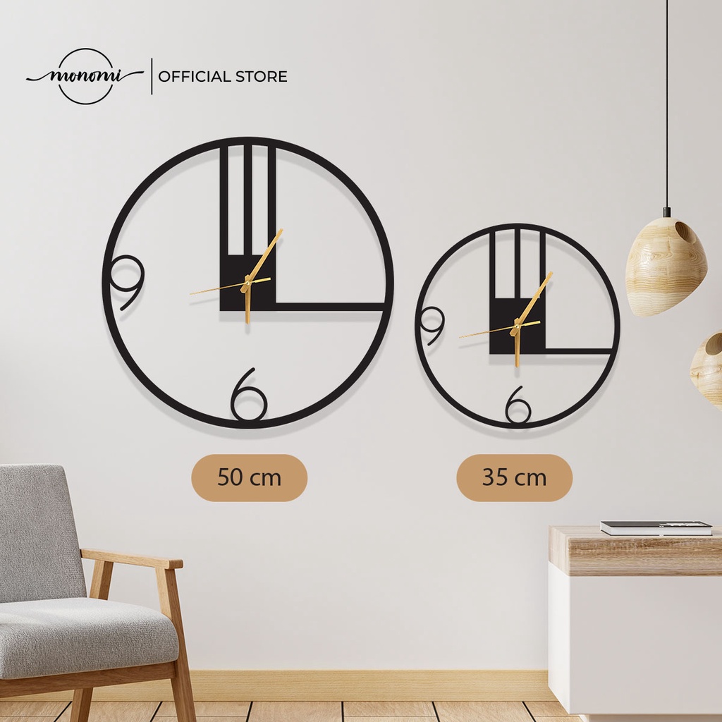 Đồng Hồ Decor Treo Tường Black Chic Silent Oversize Với Chất Liệu Kim Loại Thép Có Độ Bền Cao THE MONOMI - C008