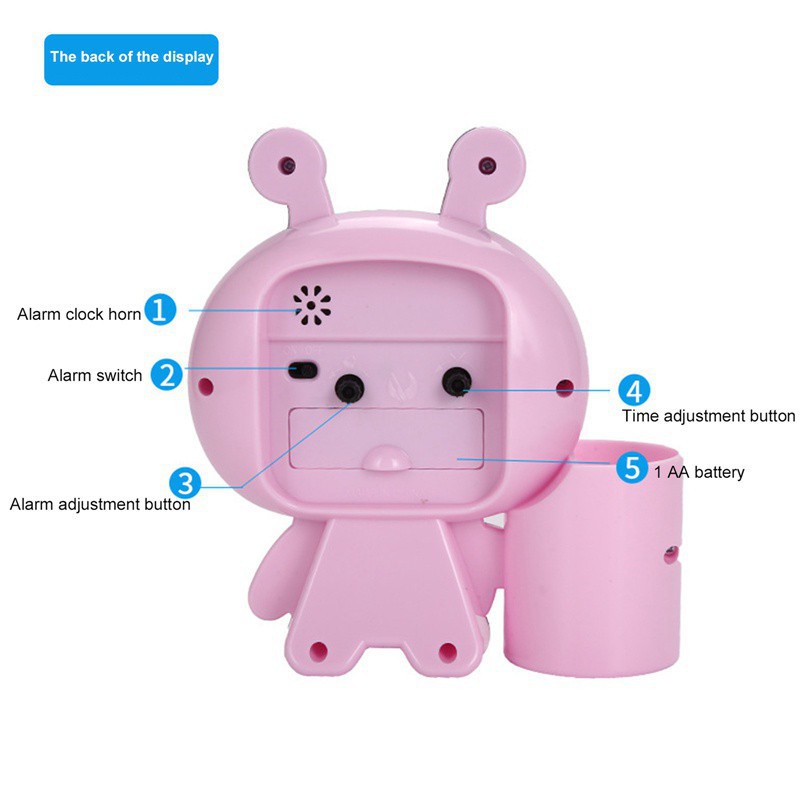 Cute cartoon little bee pen holder children's alarm clock multi function creative fashion student bedroom bedside desktop alarm clock