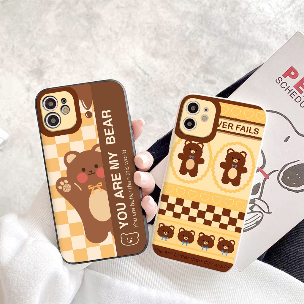 Ốp Iphone màu nâu you are my bear ốp lưng iphone vuông cạnh 13promax 6 6plus 7 plus 8 x xr xsmax 11 promax 12 pro max