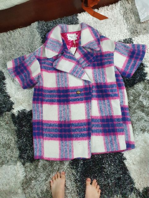 Áo khoác dạ dáng dài caro