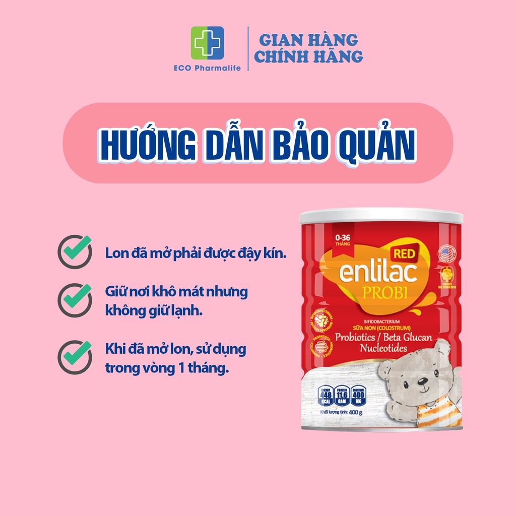 Sữa Enlilac Probi RED - Hộp 400-900g - Sữa chuyên biệt cho trẻ bất dung nạp lactose