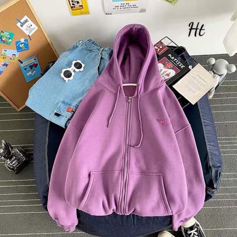 Áo hoodie khoá lô gô zic HT11