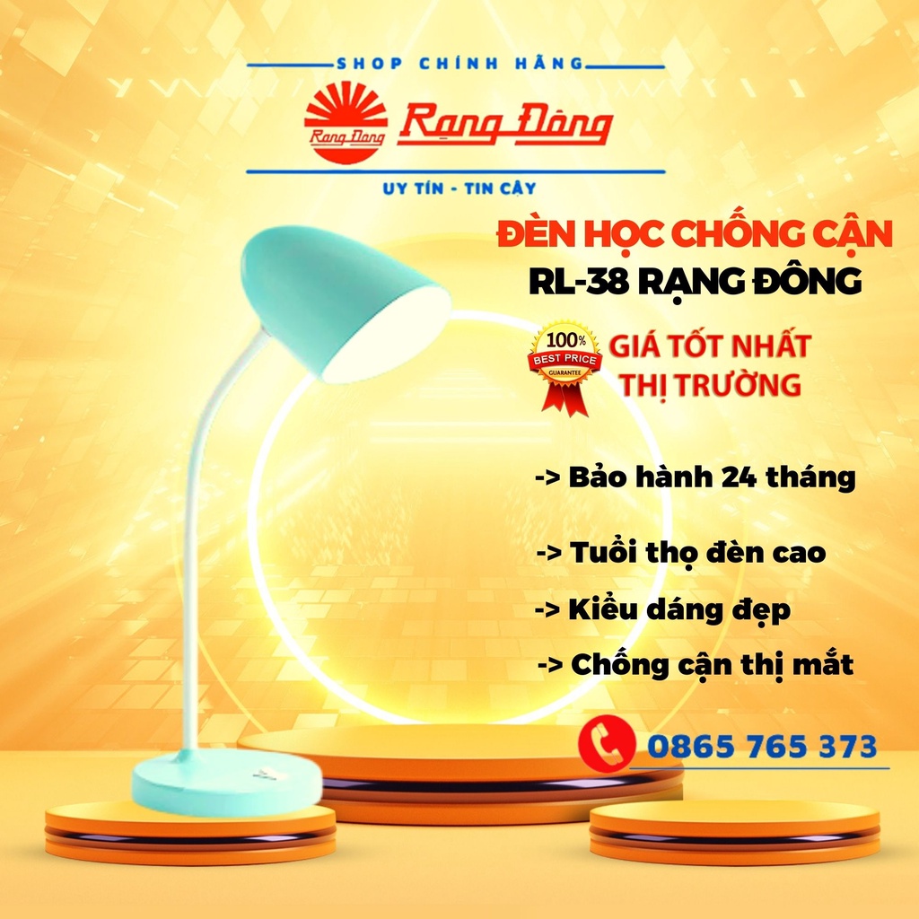Đèn học để bàn RẠNG ĐÔNG chống cận, đèn bàn Led RD-RL-38, bán chạy nhất thị trường