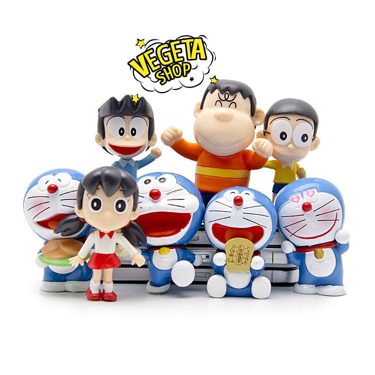 Mô hình Doraemon - Trọn bộ 8 Mô hình: Nobita Jaian Suneo Shizuka Doraemon - Nobita Chaien Xeko Xuka Doremon - Cao 5~7cm