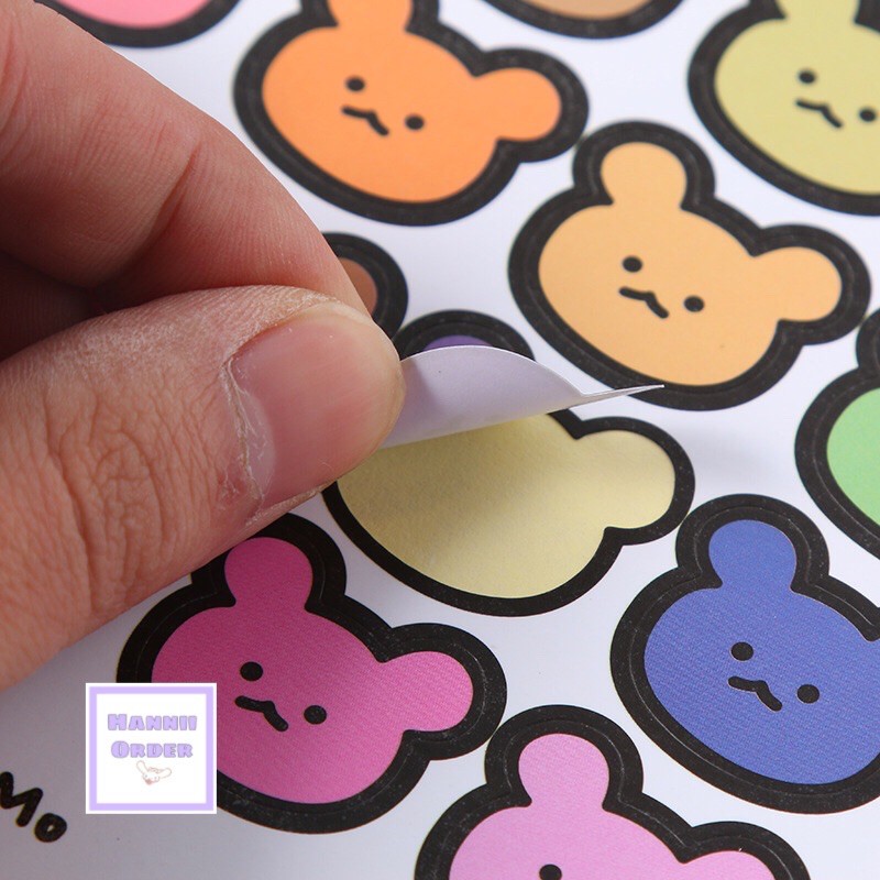 Sticker trang trí decor sổ trái tim, gấu cute