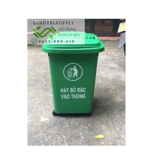 Thùng rác công cộng nhựa HPDE 60L - 4 bánh xe
