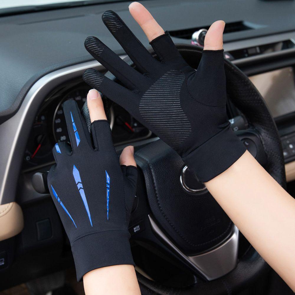 Găng Tay Hở Ngón 2 Ngón Chống Trượt Bằng Lụa Mát Nhiều Màu Sắc Dùng Khi Đi Xe Đạp/Câu Cá Cho Nam Và Nữ