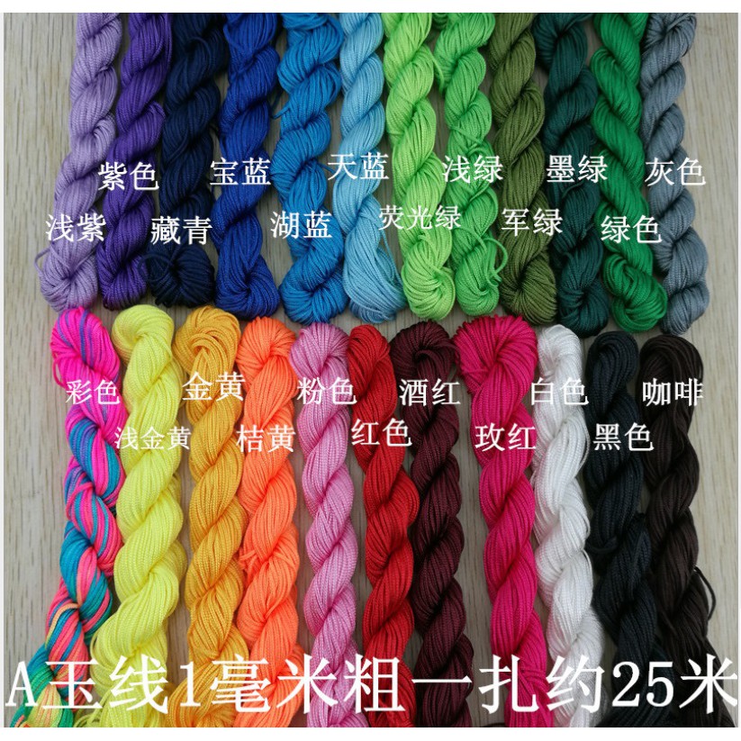 Bó lớn như hình 20-30met dây dù size 0.5-0.8- 1-1.5mm đan vòng đủ màu, dây đan vòng tay, dây thắt vòng,vòng cổ