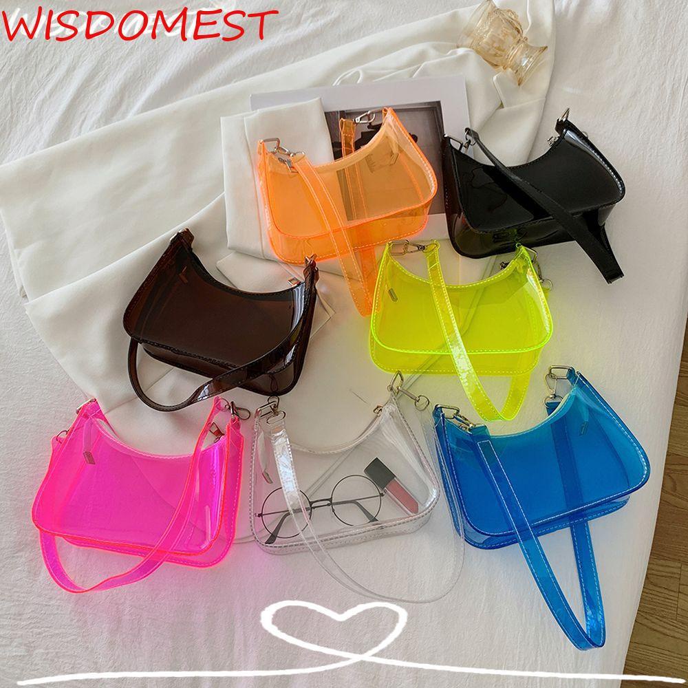 ❀WISDOMEST❀ Túi đeo vai bằng thạch trong suốt trong suốt của nữ Túi đeo vai buổi tối thanh lịch