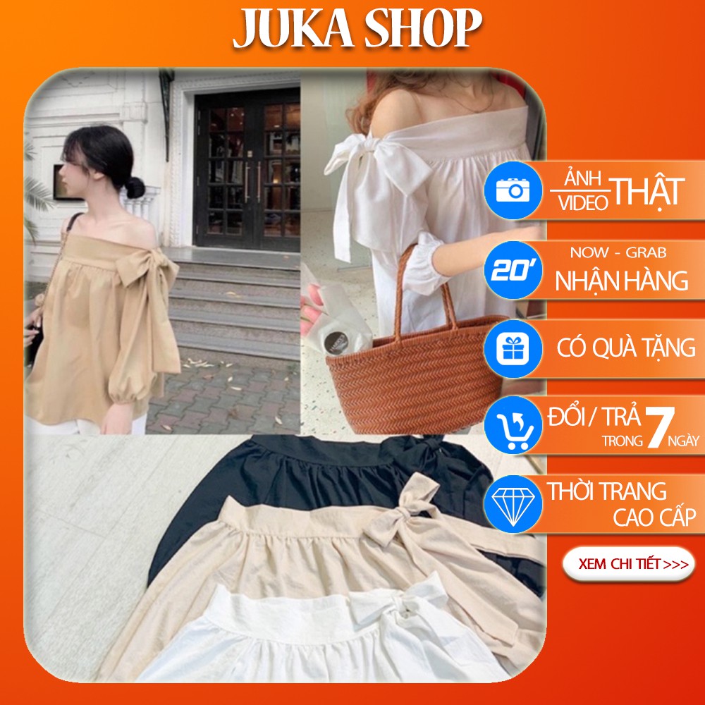 Áo Trễ Vai thắt nơ chất đũi siêu đẹp Juka Shop