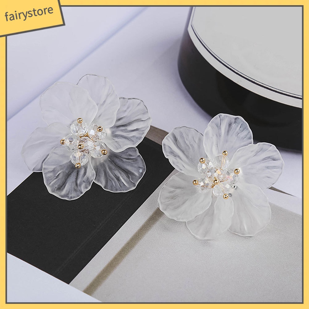 Khuyên tai hình bông hoa trong suốt xinh xắn cho nữ