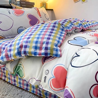 Bộ Drap & Chăn Phao Cotton Poly Tim Smile