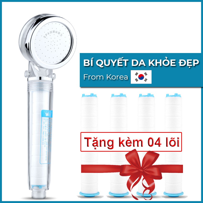 Vòi sen tăng áp lọc nước + 4 lõi lọc nước Hàn Quốc