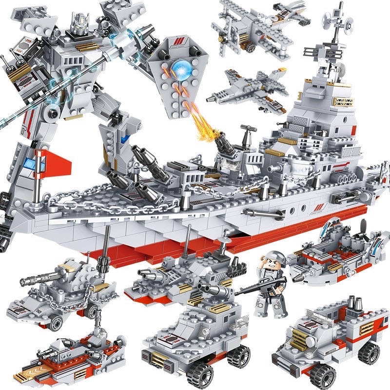 bộ lắp ráp lego thuyền Robot - máy bay chiến đấu - xe quân hàm lắp ráp lego