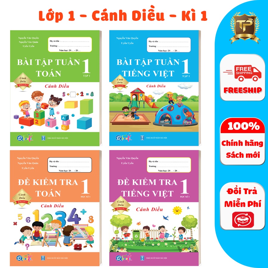 Sách - Combo Bài Tập Tuần và Đề Kiểm Tra lớp 1 - Toán và Tiếng Việt học kì 1 - Cánh diều (4 cuốn)