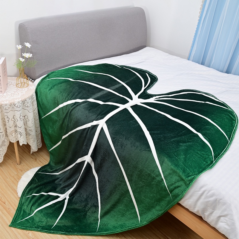 Chăn Vải Nỉ Họa Tiết Lá Cọ Trang Trí Ghế Sofa/Giường Ngủ