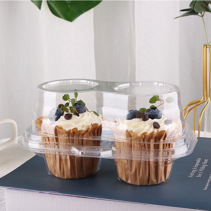 4 hộp 1 ngăn  2 ngăn trong suốt đựng bánh cupcake hay bánh tart