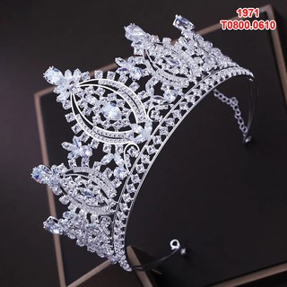 Vương miện cô dâu đính hạt cao câp xi mạ lấp lánh mẫu 2019
