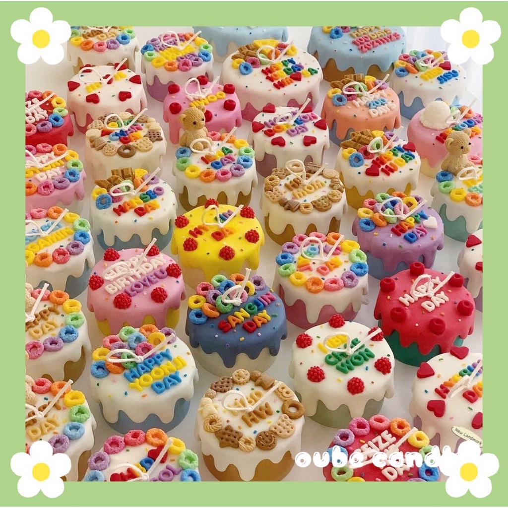 Nến Thơm Handmade Tạo Hình Bánh Kem 9cm Kèm Hộp Đựng Bã Mía | Oube Candle NT82