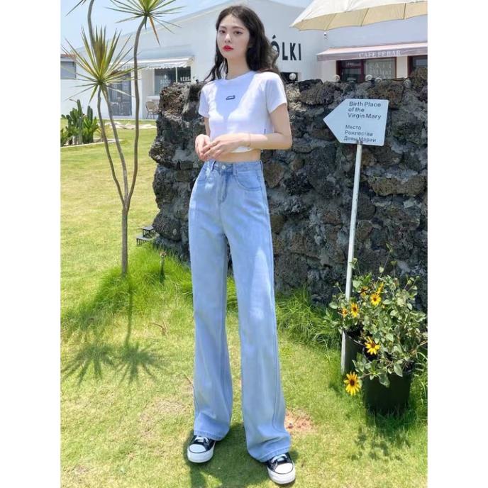 Quần jeans nữ lưng cao ống suông,rộng, Quần baggy nữ lưng cao style hàn quốc dáng suông hot 2021 TR01 | BigBuy360 - bigbuy360.vn