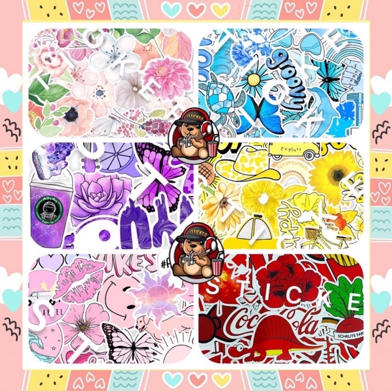 Sticker cute hot nhất không thấm nước dán mũ bảo hiểm, vali, laptop