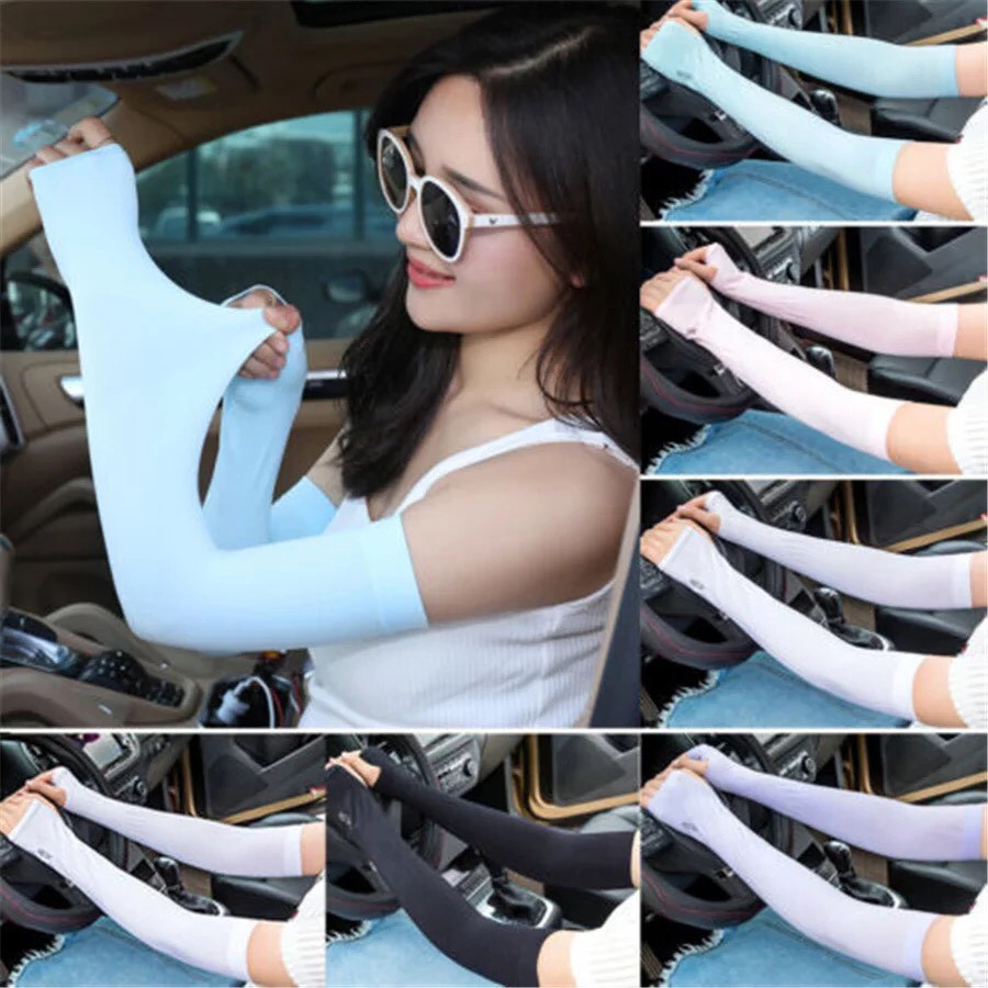 Combo 2 găng tay chống nắng Let's Lim sợi Aqua ngăn ngừa tia UV