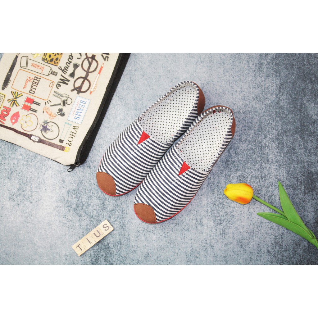 GIÀY SLIP ON  SỌC TRẮNG ĐEN | BigBuy360 - bigbuy360.vn