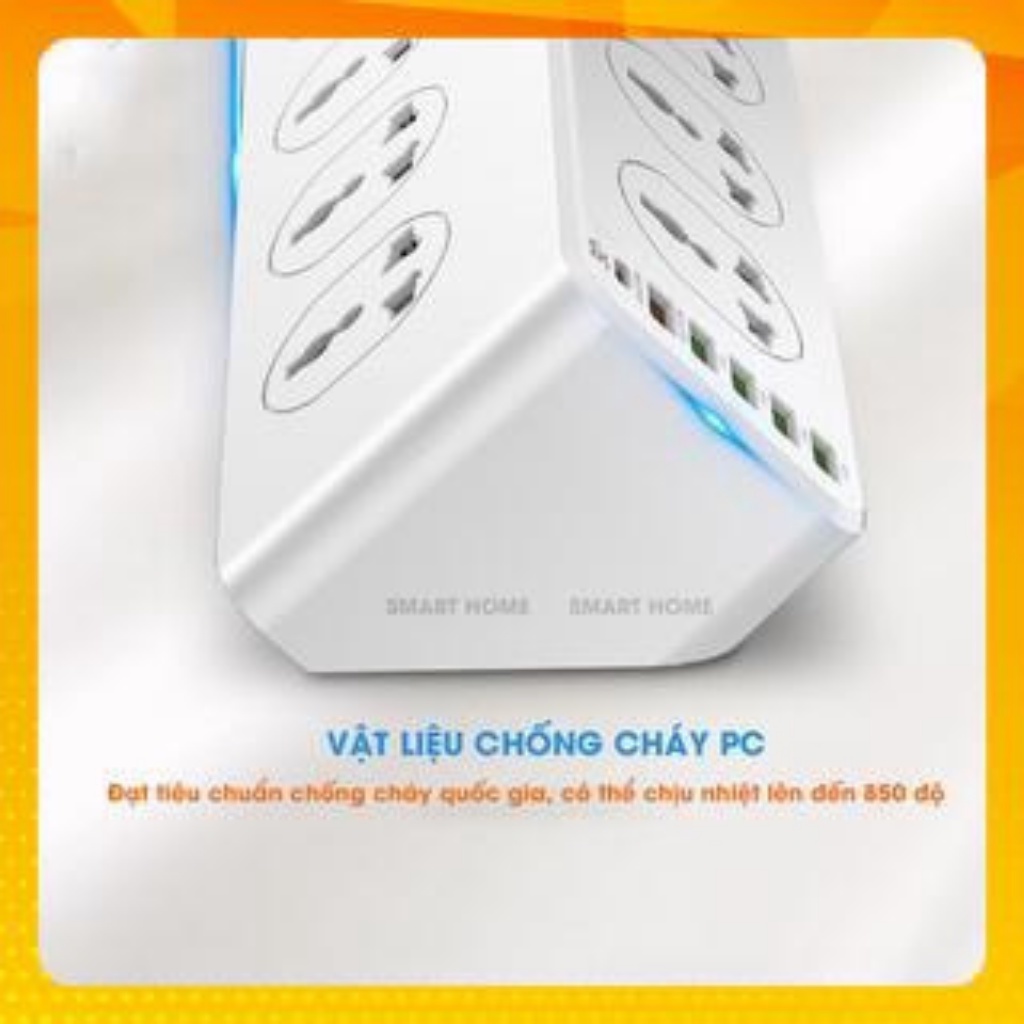 Ổ cắm điện USB nhiều lỗ cắm đa năng 10 ổ cắm điện và 6 usb sạc nhanh điện thoại PD 30W