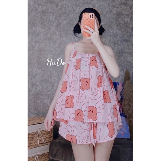 Bộ Lụa Hai Dây Mặc Nhà