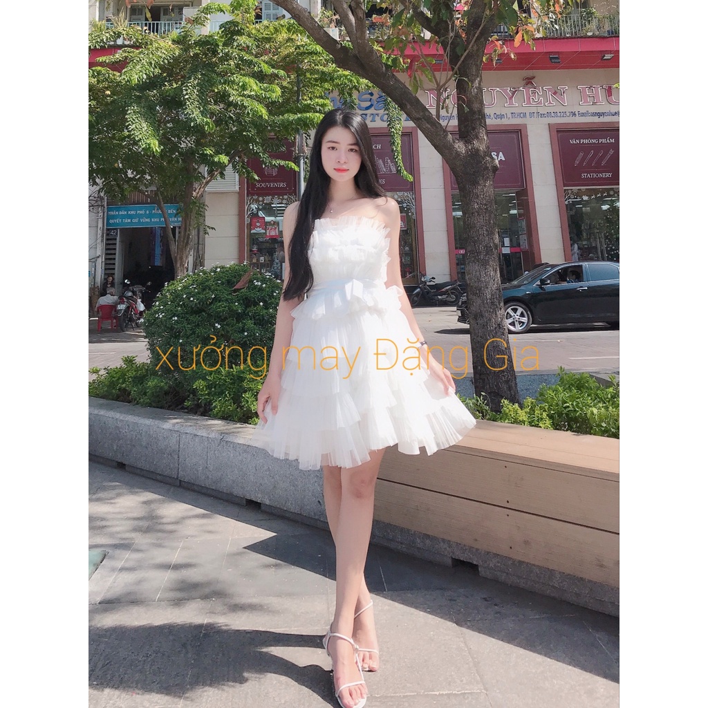 Đầm dạ hội lưới tầng xinh xắn, đầm dự tiệc lưới nhún sang chảnh Mã P4221