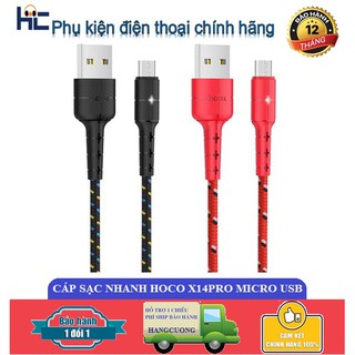 Cáp Sạc Nhanh Hoco X14 Pro Micro USB Chính Hãng Có Đèn Báo Sạc