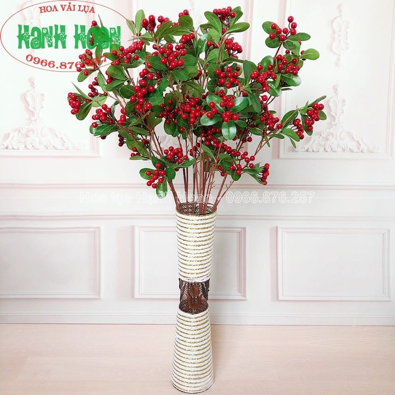Cành quả cherry, đào đông cao 1m trang trí - Cây quả giả