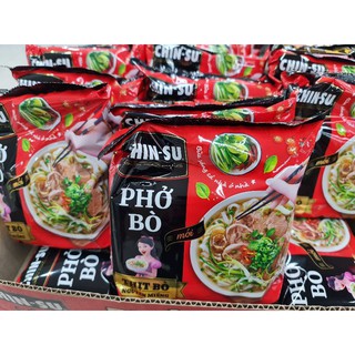 COMBO 05 GÓI PHỞ BÒ CHINSU CÓ THỊT THẬT NGUYÊN MIẾNG GÓI 132G