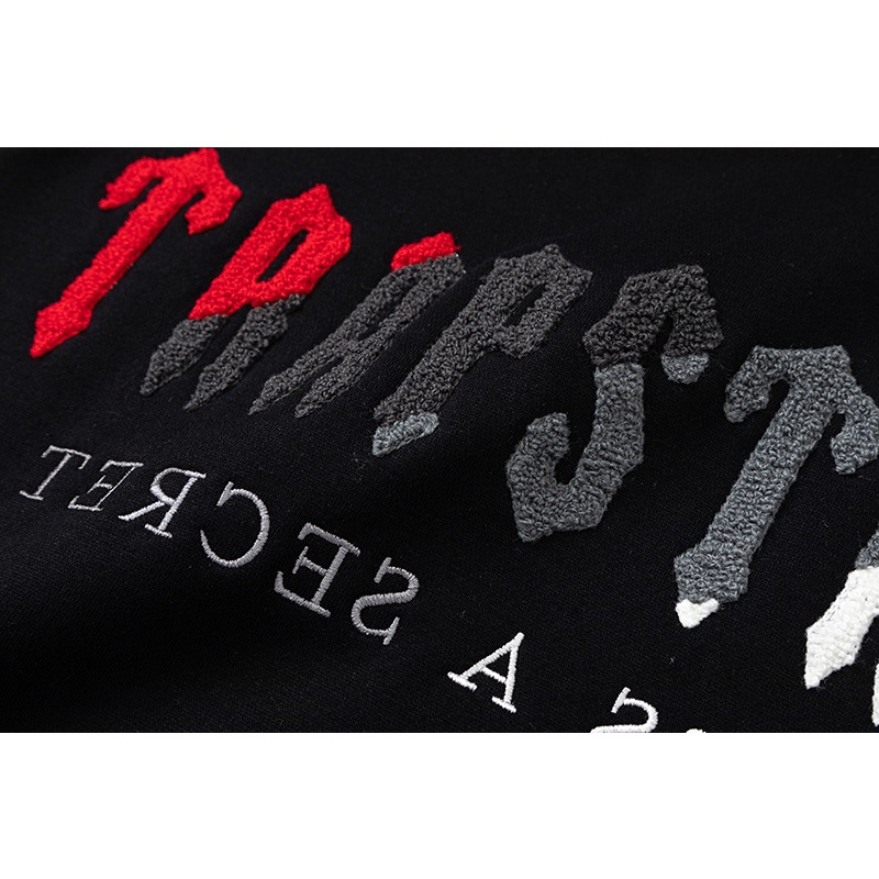 Hàng Bán Chạy - Áo Sweatshirt Lót Lông Cừu Lót Lông Cừu Màu Đen Tay Dài Thêu Chữ-Trapstar--Red Đơn Giản Dành Cho Nam Nữ
