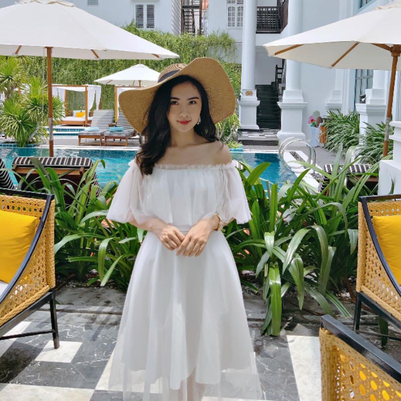 Váy trắng nữ trễ vai Lovely Dress dáng xòe cao cấp - Nàng Home- ,đi cưới và dự tiệc | BigBuy360 - bigbuy360.vn