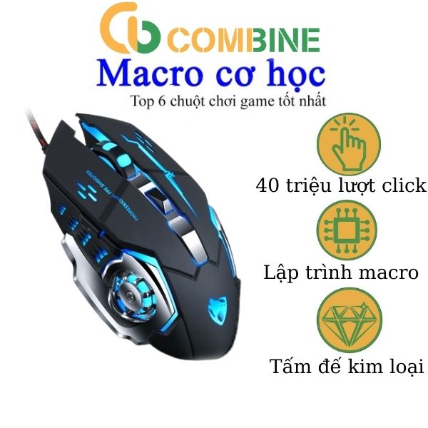 Chuột máy tính Thunder Wolf V6, Chuột chơi game có dây USB phát sáng