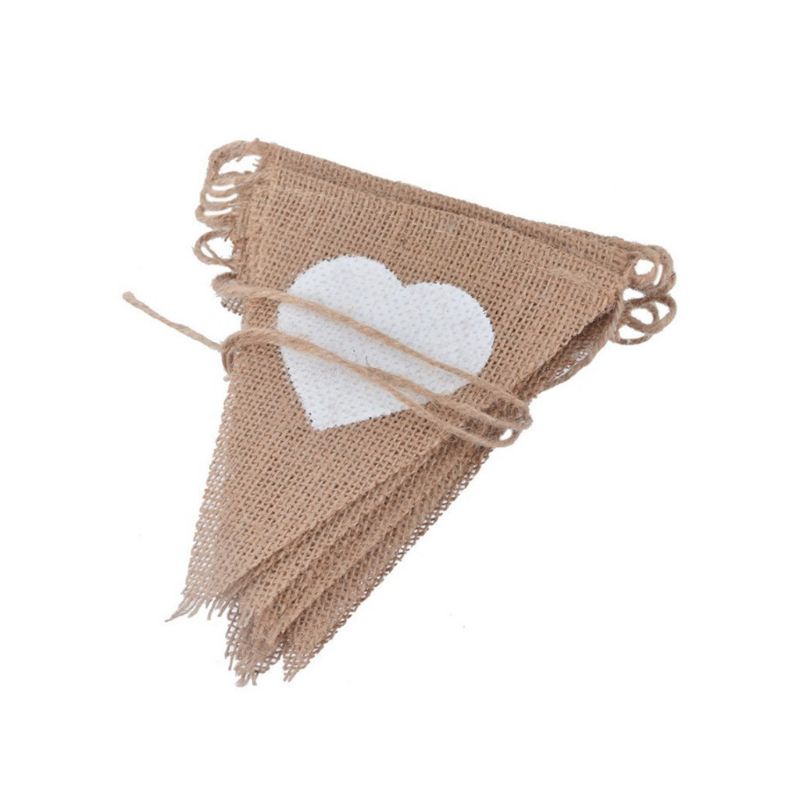 Cờ Vải Bố Phối Ren Hình Trái Tim Treo Trang Trí Sinh Nhật Cho Bé