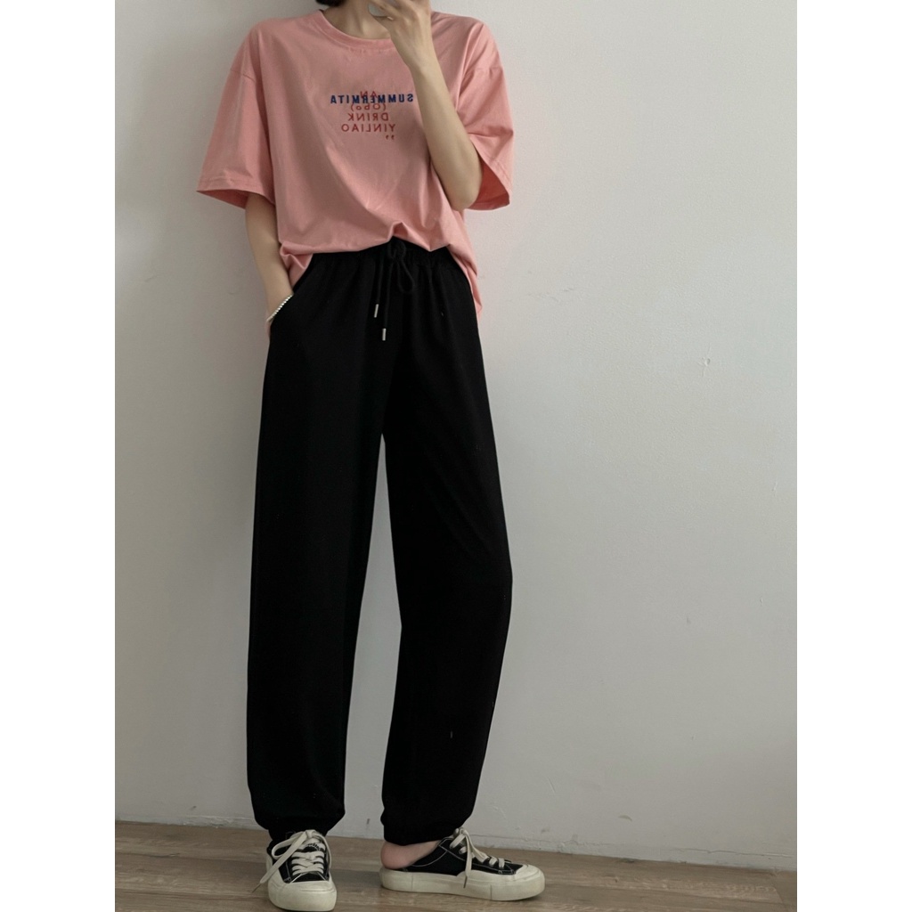 Quần Jogger Nữ Ống Rộng Thể Thao Cao Cấp Phong Cách Hàn Quốc
