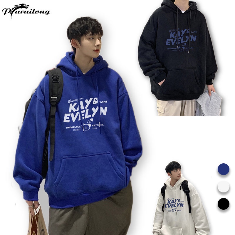 PURUILONG Áo Hoodie Rộng In Hình Klein Xanh Dương Thời Trang Hàn Quốc Chất Lượng Cao Dành Cho Nam 2022 M-5XL