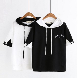 Áo Thun Hoodie Nữ Thêu Mèo K142