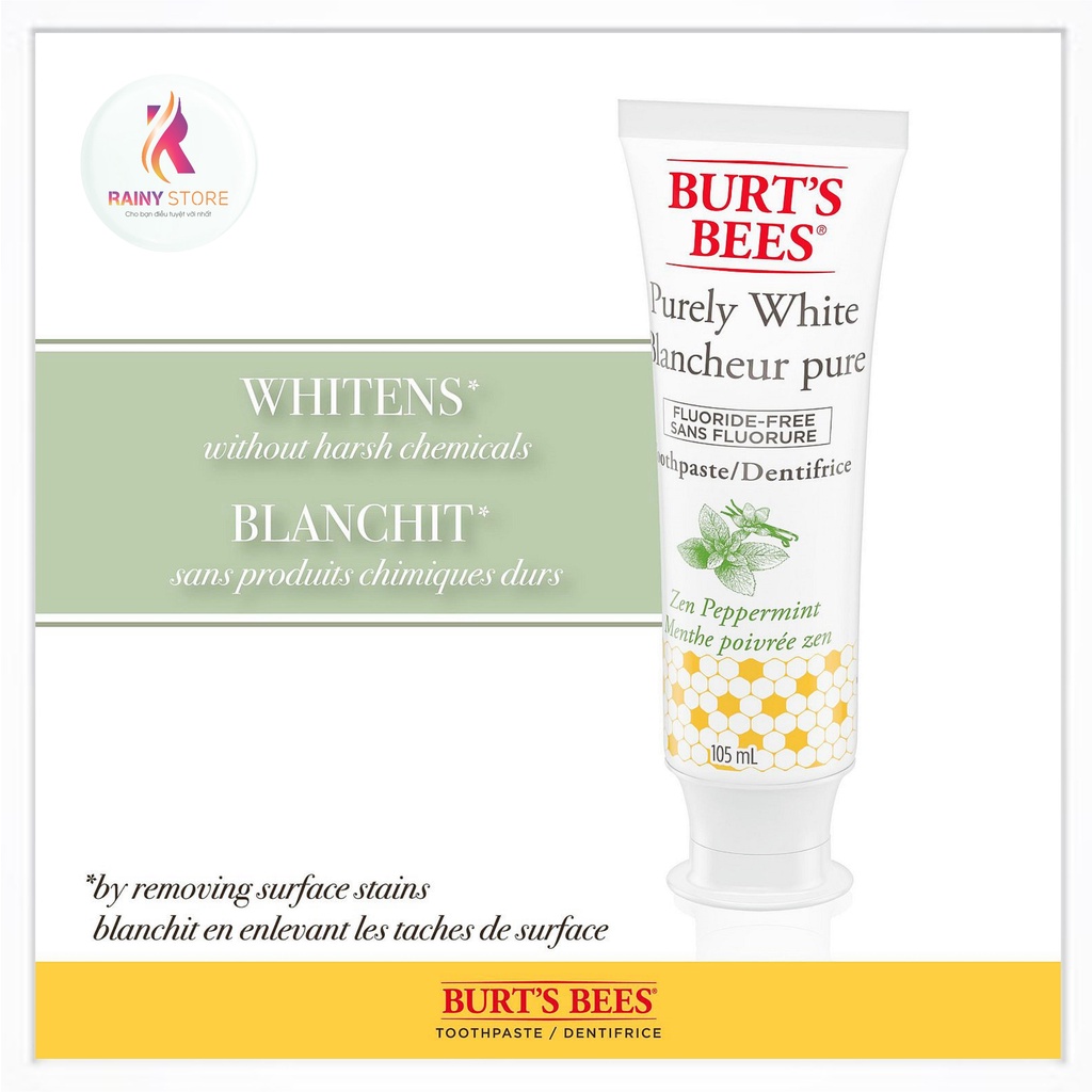 Kem đánh răng tự nhiên Burt's Bees Purely White 105ml