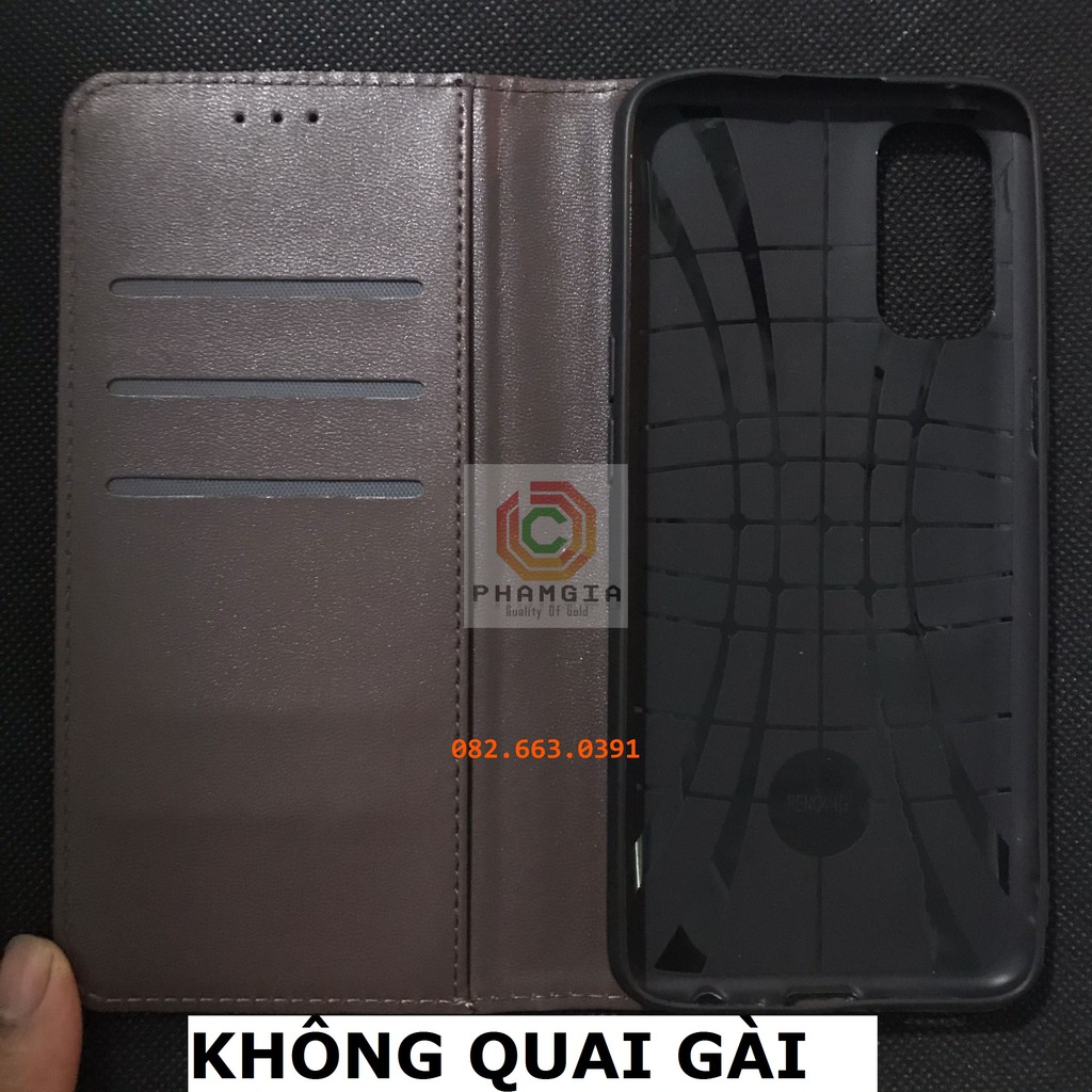 Bao da Oppo Reno 4 có nắp gập, chống đỡ xem phim, ngăn đựng thẻ siêu tiện lợi