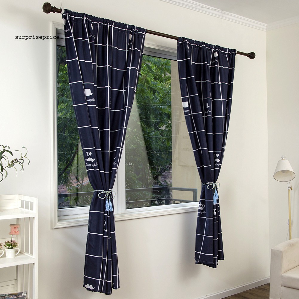 Rèm Cửa Sổ Chất Liệu Polyester Kích Thước 100x200cm Họa Tiết Ria Mép Xinh Xắn