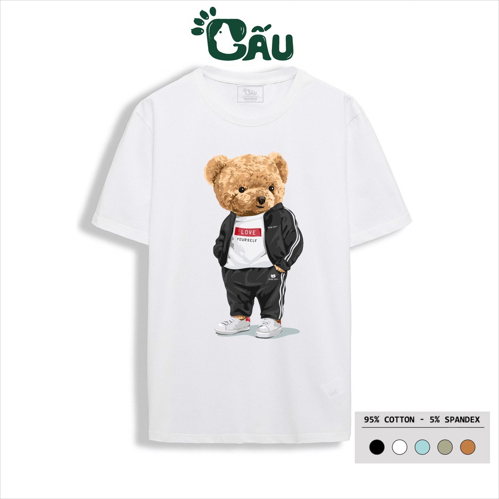 Áo thun nam GẤU 194 cổ tròn tay ngắn vải coton co dãn, dày dặn, form regular fit - Gấu Cực Ngầu