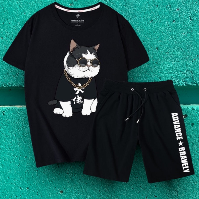 ĐỒ BỘ NAM  FREESHIP  ĐỒ BỘ THỂ THAO IN HÌNH CON MÈO ĐEO MẮT KÍNH SIÊU NGẦU