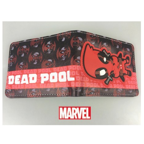 Leather wallet printed with funny superhero motifs for men