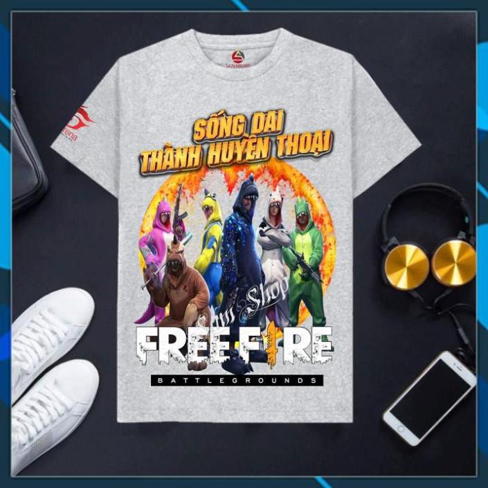 Áo Free Frie ghi xám cotton cực đẹp Khủng Long