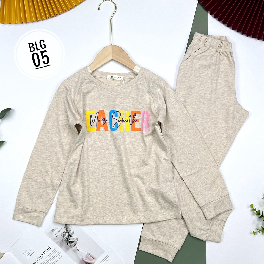 Bộ cotton thu đông bé gái mác litibaby, size đại cho bé từ 8/16T, tương dduong 25 - 47kg