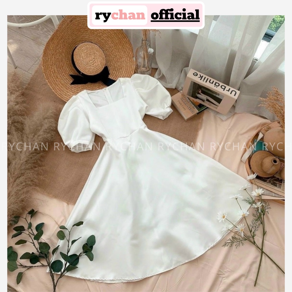 Đầm Trắng Dự Tiệc Cưới Cổ Vuông Tay Phồng Dáng Dài Xòe Cực Sang Chảnh Của Năm [ẢNH THẬT CUỐI] - DX9821